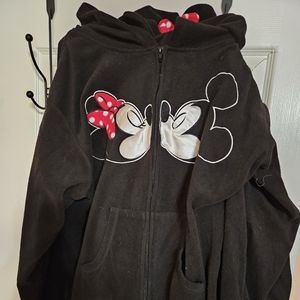 Disney Mickey and minnie. Footed Onesie with minnie mouse hood
